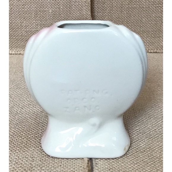 Vintage OPCO Pottery Pink Vase w Blue Applied Flower Granny Cottage Core Romance - Picture 5 of 9